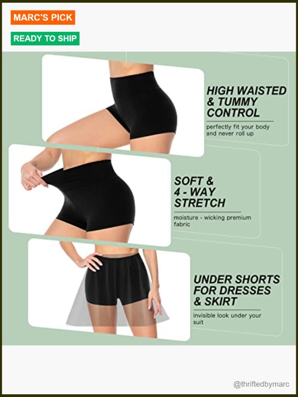 High Waisted Biker Shorts for Women - 3" or 5" Inseam - Spandex Yoga Workout - Picture 5 of 6